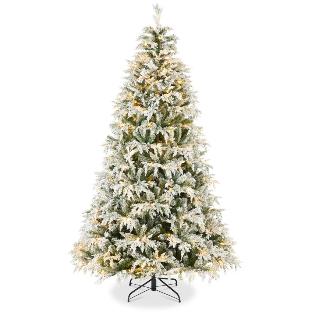 Prelit Snow Flocked PVC Artificial Christmas Tree XS-010058