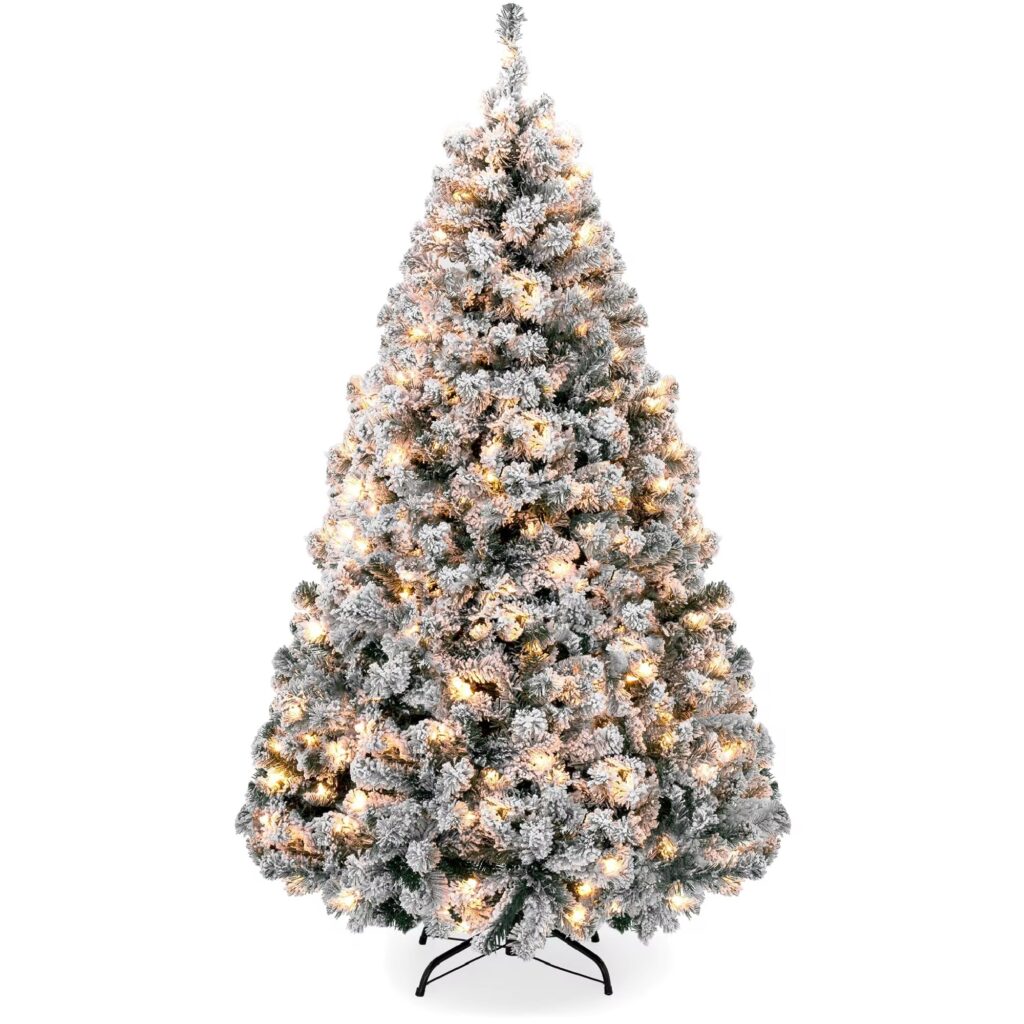 Prelit Snow Flocked PVC Artificial Christmas Tree XS-010064